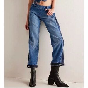Free People We‎ The Free Moonlit Moto Slim Bootcut Jeans Darkside